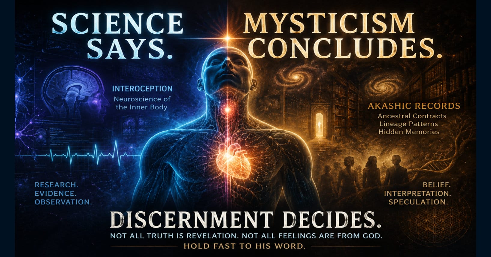 Science Says. Mysticism Concludes. Discernment Decides.